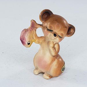 Josef Originals Papa Bear Holding Fish Figurine Anthropomorphic